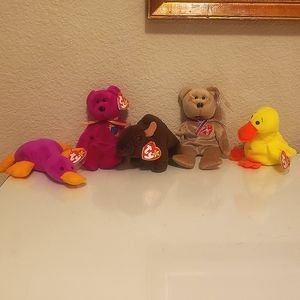 BEANIE BABIES lot of 5 mint condition with tags: 1999 and 2000